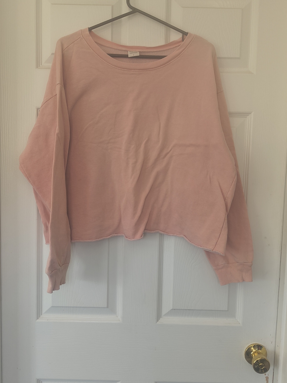 Boxy Crewneck Sweatshirt in Pale Pink
